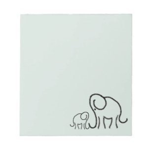 Minimalistische Stylised niedliche Elefanten Mama Notizblock