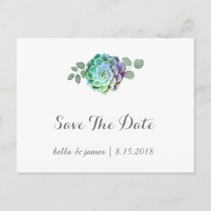 Minimalistische Sukkulenten Save The Date Postkart Ankündigungspostkarte