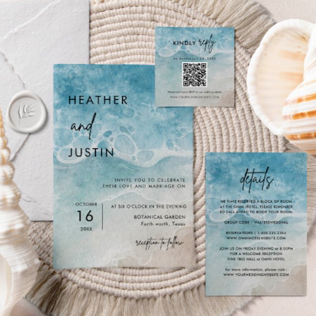Minimalistische Summer Beach Hochzeit in Urlaubsor Einladung (Von Creator hochgeladen)