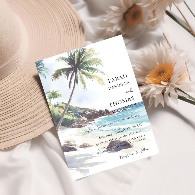 Minimalistische Summer Beach Hochzeit in Urlaubsor Einladung (Von Creator hochgeladen)
