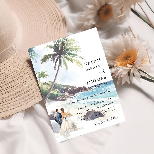 Minimalistische Summer Beach Hochzeit in Urlaubsor Einladung (Von Creator hochgeladen)