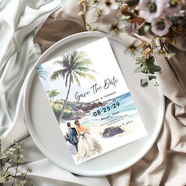 Minimalistische Summer Beach Hochzeit in Urlaubsor Save The Date (Von Creator hochgeladen)