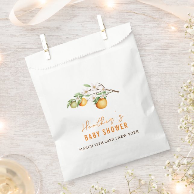 Minimalistische Summer Orange Citrus Baby Dusche Geschenktütchen (Ausgeschnitten)