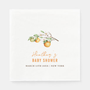 Minimalistische Summer Orange Citrus Baby Dusche Serviette
