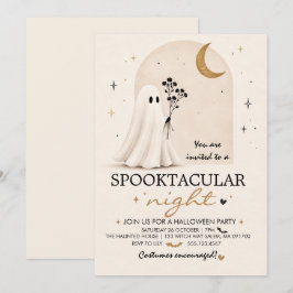 Minimalistische süße Geister-Halloween-Party-Einla Einladung