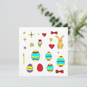 Minimalistische süße Happy Easter Cartoon Dankeskarte