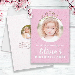 Minimalistische süße Prinzessinnen-Tiara-Birthday- Einladung