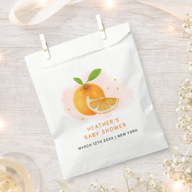Minimalistische Sweet Orange Citrus Baby Dusche Geschenktütchen (Ausgeschnitten)
