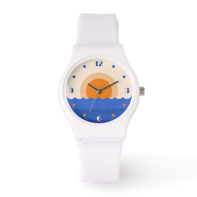 Minimalistische Szene des Sonnenuntergangs im Ozea Armbanduhr (Vorderseite)