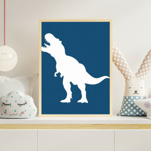 Minimalistische T-Rex-Dinosaurier-Silhouette-Kinde Poster