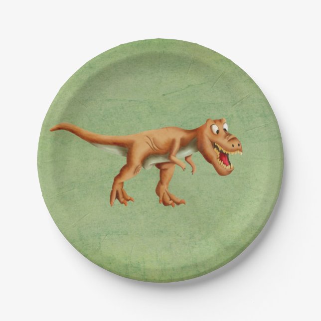 Minimalistische T-Rex Kinderparty Pappteller (Vorderseite)