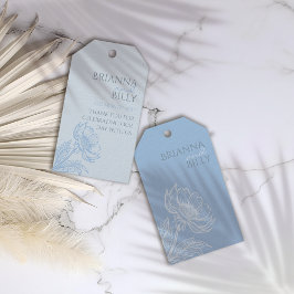 Minimalistische Tags mit blauer Gastgeschenk Hochz Geschenkanhänger