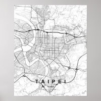 Minimalistische Taipei-Karte (Schwarz & Weiß)