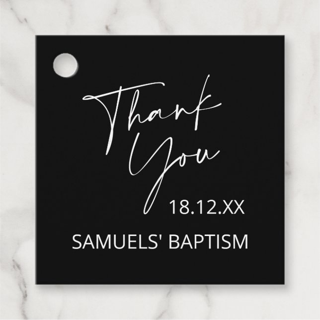 Minimalistische Taufe Christening Script Vielen Da Geschenkanhänger (Vorderseite)