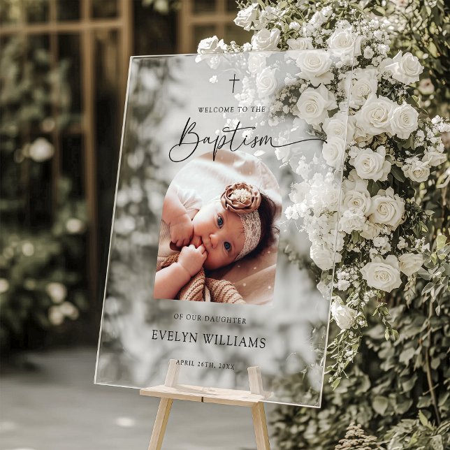 Minimalistische Taufe Foto Arch Willkommen Akrylli Acrylschild (Von Creator hochgeladen)