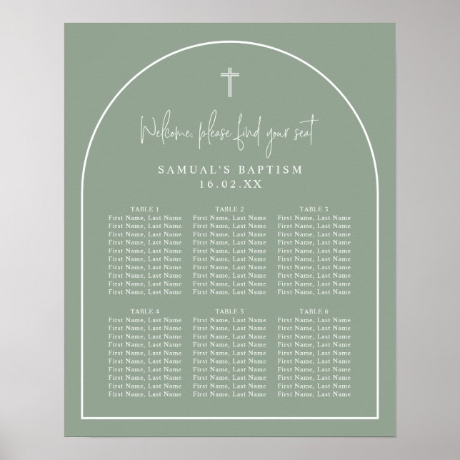 Minimalistische Taufkarte für die  Tauffläche des  Poster (Vorne)