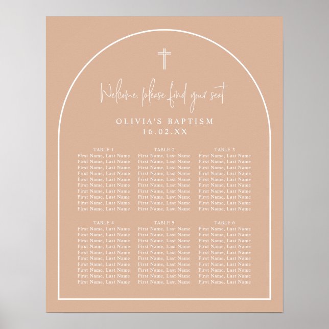Minimalistische Taufkarte in Rosa Poster (Vorne)