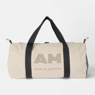 Minimalistische Taupe-Beige-Geometrie mit individu Duffle Bag