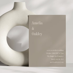 Minimalistische Taupe Brown Elegante Chic Moderne Einladung