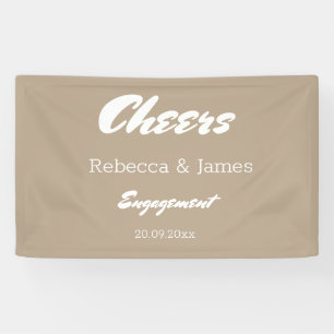 Minimalistische Taupe Engagement Party jubelt Hoch Banner