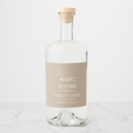 Minimalistische Taupe & White am Abend vor der Hoc Alkoholflaschenetikett