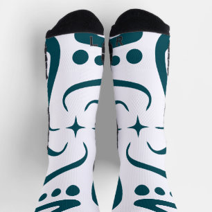 Minimalistische Teal-Oktopus-Tentakel-Mandala-Kuns Socken