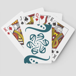 Minimalistische Teal-Oktopus-Tentakel-Mandala-Kuns Spielkarten