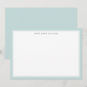 Minimalistische Teal Zwei-Rahmen-Namen-Notizkarte Mitteilungskarte