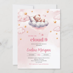 Minimalistische Teddybär-Wolke, neun Babydusche Einladung