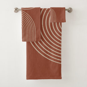 Minimalistische Terra-Cotta Badhandtuch Set