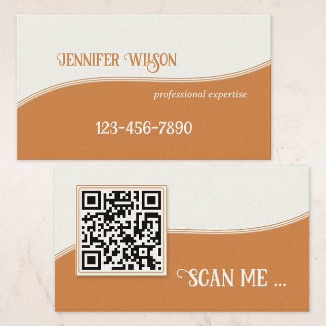 Minimalistische Terra Cotta QR Code Business Card Visitenkarte (Von Creator hochgeladen)