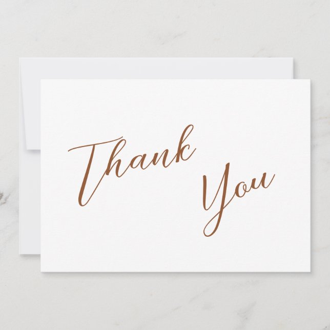Minimalistische Terra Cotta & White Simple Wedding Dankeskarte (Vorderseite)