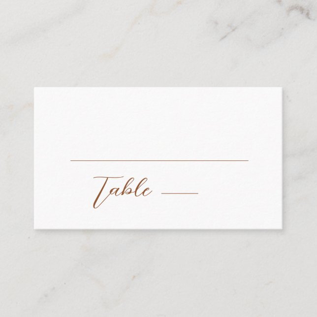 Minimalistische Terra Cotta & White Simple Wedding Platzkarte (Vorderseite)