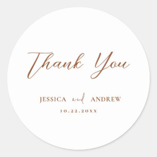 Minimalistische Terra Cotta & White Simple Wedding Runder Aufkleber
