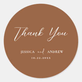 Minimalistische Terra Cotta & White Simple Wedding Runder Aufkleber