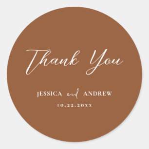 Minimalistische Terra Cotta & White Simple Wedding Runder Aufkleber