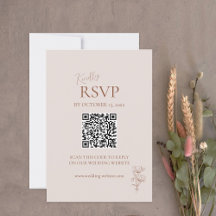 Minimalistische Terracotta Boho QR Code RSVP Karte