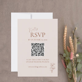 Minimalistische Terracotta Boho QR Code RSVP Karte
