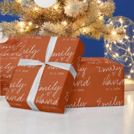 Minimalistische Terracotta-Braut & Groom-Namen Hoc Geschenkpapier