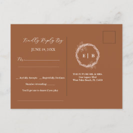Minimalistische Terracotta Burnt wedung RSVP Postk Postkarte