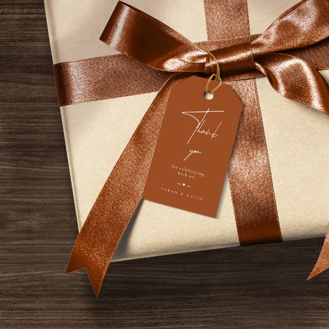 Minimalistische Terracotta Gastgeschenk Hochzeit V Geschenkanhänger (Von Creator hochgeladen)