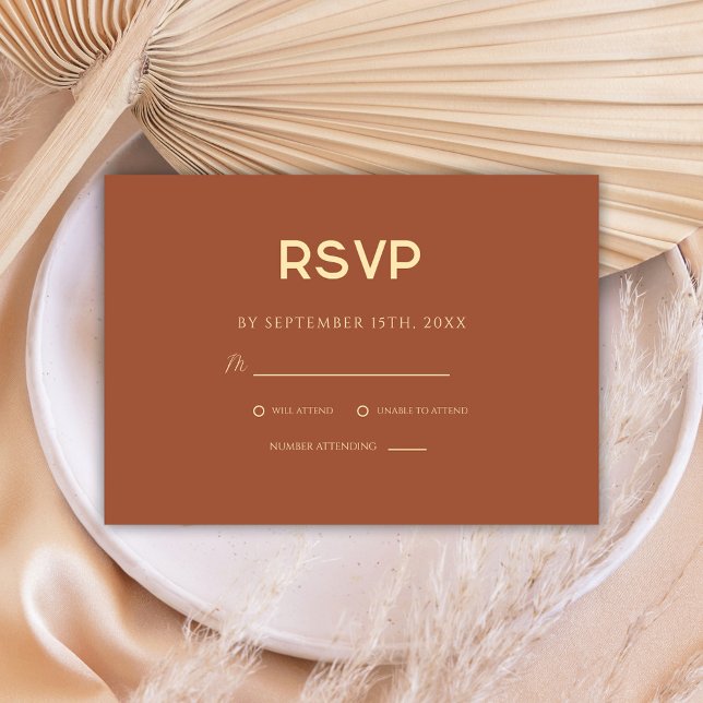Minimalistische Terracotta-Hochzeit RSVP Karte (Minimalist Terracotta Wedding RSVP Card)