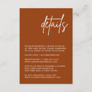 Minimalistische Terracotta-Hochzeitkarte Begleitkarte