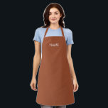 Minimalistische Terracotta-individuelle Name-Monog Schürze<br><div class="desc">Minimalistische Terracotta individuelle Name Text Monogramm Initialen solide schlichte Farbe moderne elegante Küche Schürze. Maßgeschneiderter weißer Text,  schlichter Terrakotta-Hintergrund. Unisex Geeignet für Köche,  Koch,  Keramik,  Keramiken,  Handwerk,  Arbeit,  Küche,  Backen,  Grillen,  Grill und auch Geschäfte und Geschäfte etc.</div>
