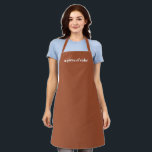Minimalistische Terracotta-individuelle Name-Monog Schürze<br><div class="desc">Minimalistische Terracotta individuelle Name Text monogramm Schürze. Anpassen,  personalisieren mit Namen,  Zitat,  Phrase oder Text Anpassbar,  weißer Text,  schlichte Farbe Terrakotta Hintergrund. Geeignet für Köche,  Koch,  Keramik,  Keramiken,  Kunsthandwerk,  Küche,  Grillen,  Grillen usw.</div>