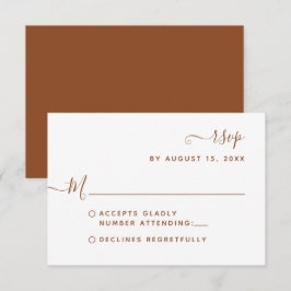 Minimalistische Terracotta-Kalligrafie-Hochzeit RSVP Karte