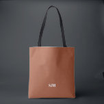 Minimalistische Terracotta-Monogramm-Eigeninitiale Tasche<br><div class="desc">Minimalistische elegante,  moderne Terrakotta- und weiße Monogramm-Initialen mit dem Namen personalisierte schlichte Farbe Tote Beutel</div>