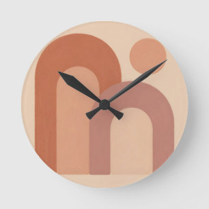 Minimalistische Terrakotta-Bögen abstrakt Runde Wanduhr