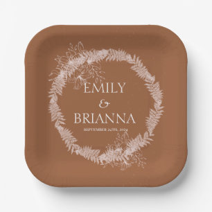Minimalistische Terrakotta-Boho-Burnt-Name-Platten Pappteller