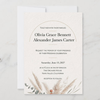 Minimalistische Terrakotta-Botanik-Hochzeitseinlad Einladung